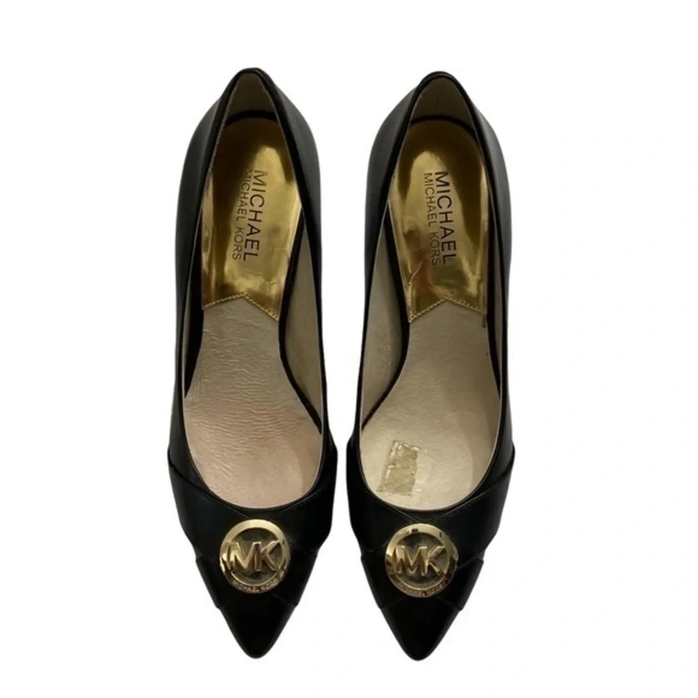 Michael kors black leather pumps heels shoes